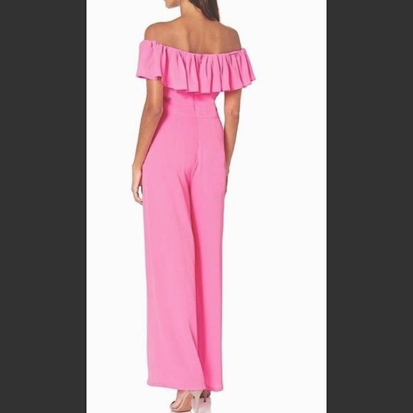 Hot Pink Cold Shoulder Fully-Lined Jumpsuit - Picture 2 of 10
